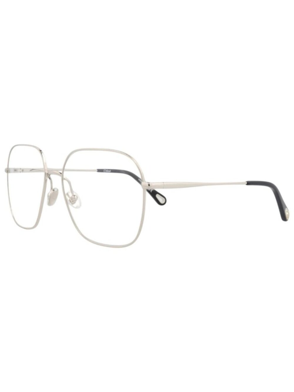 New Chloé Women's Eyeglasses Square Rectangle Metal Frame Silver Silver